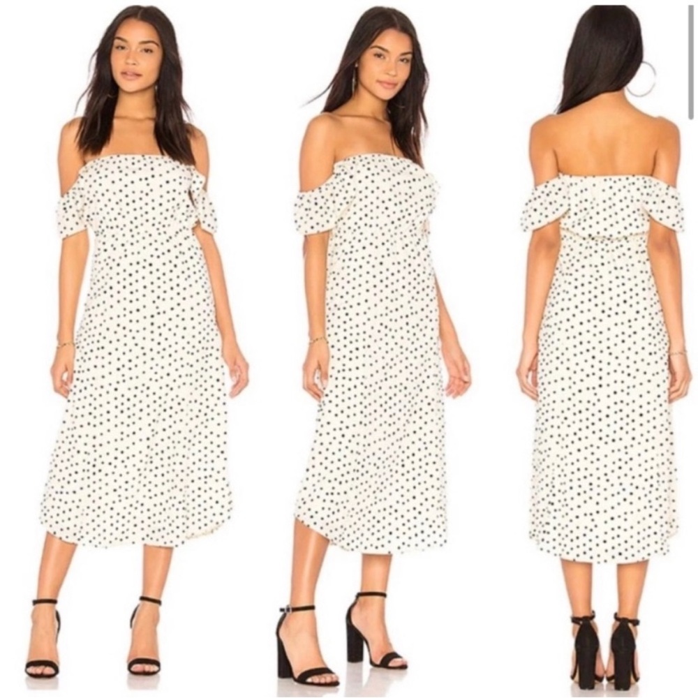 Amuse Society Off-Shoulder Polka Dot Midi Dress